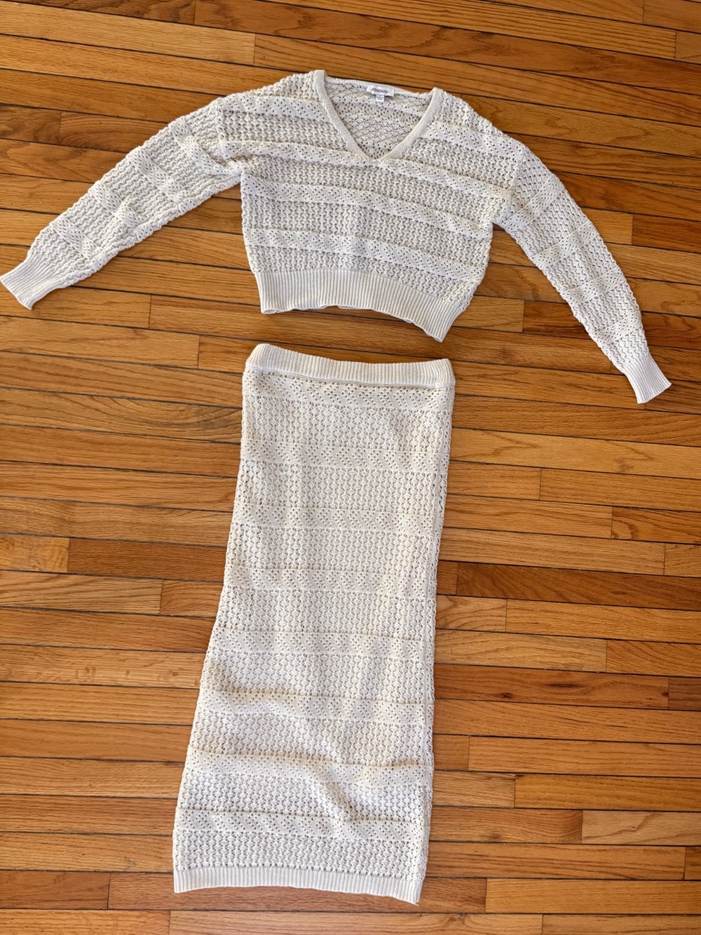 Freshman Cream Open-Knit Sweater Set
